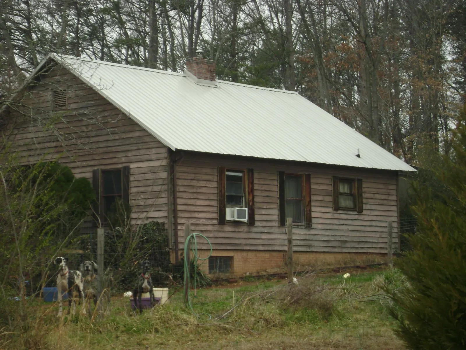 White metal roof on an old wood sided farmhouse, from a Asphalt Shingle Roof Repair job in Hubbard
